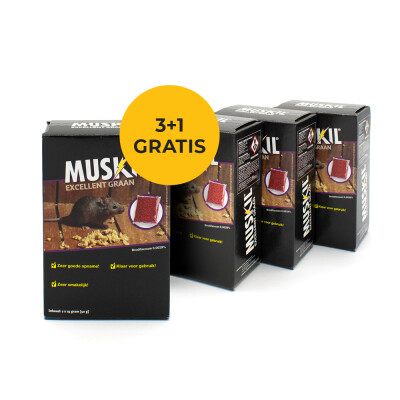 Voordeelpakket Muskil muizengif graankorrels 3 + 1 GRATIS (zakjes)